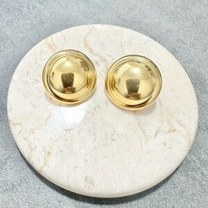 Vintage 1980's Monet Gold Tone Dome Round Clip On Statement Earrings